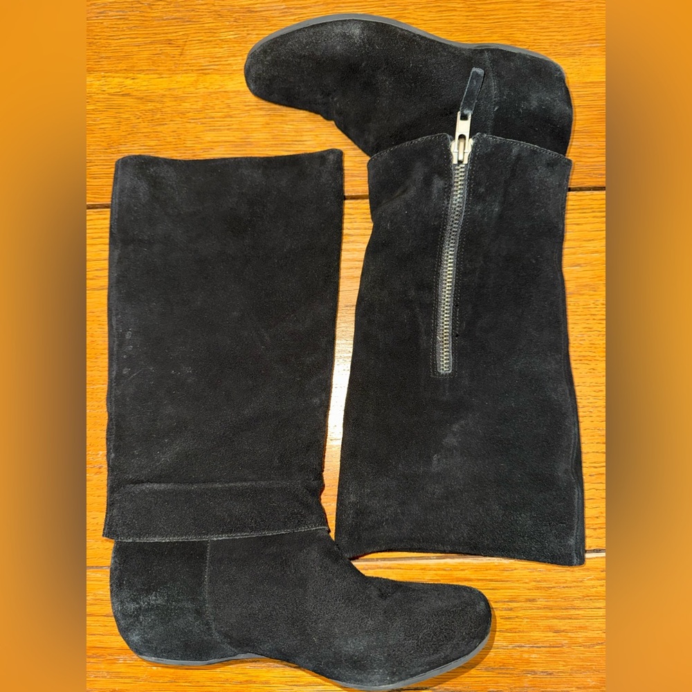 Steve Madden Criskros Black Suede Leather Knee-High Boots Size 7